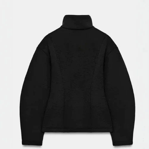 Damen Kurz geschnittene Boxy‑Fleecejacke mit Stehkragen, vertikalen Strukturnähten und verdecktem Reißverschluss Drune