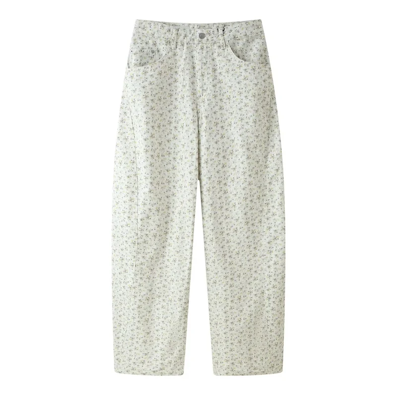 Damen Hochtaillierte weite Cropped‑Hose mit floralem Alloverprint Drune