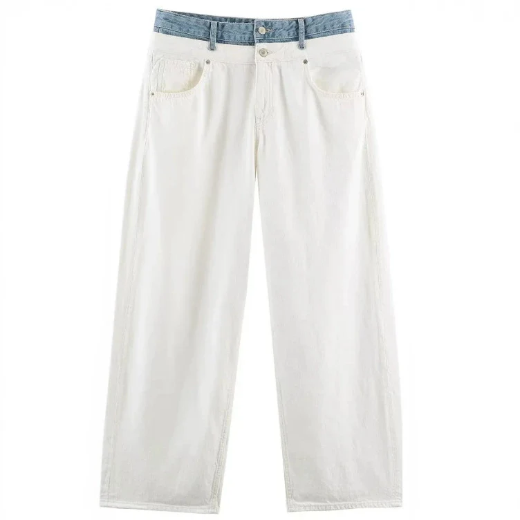 Damen Hochtaillierte Culotte-Hose mit weitem Bein und dekorativem Taillengürtel Drune