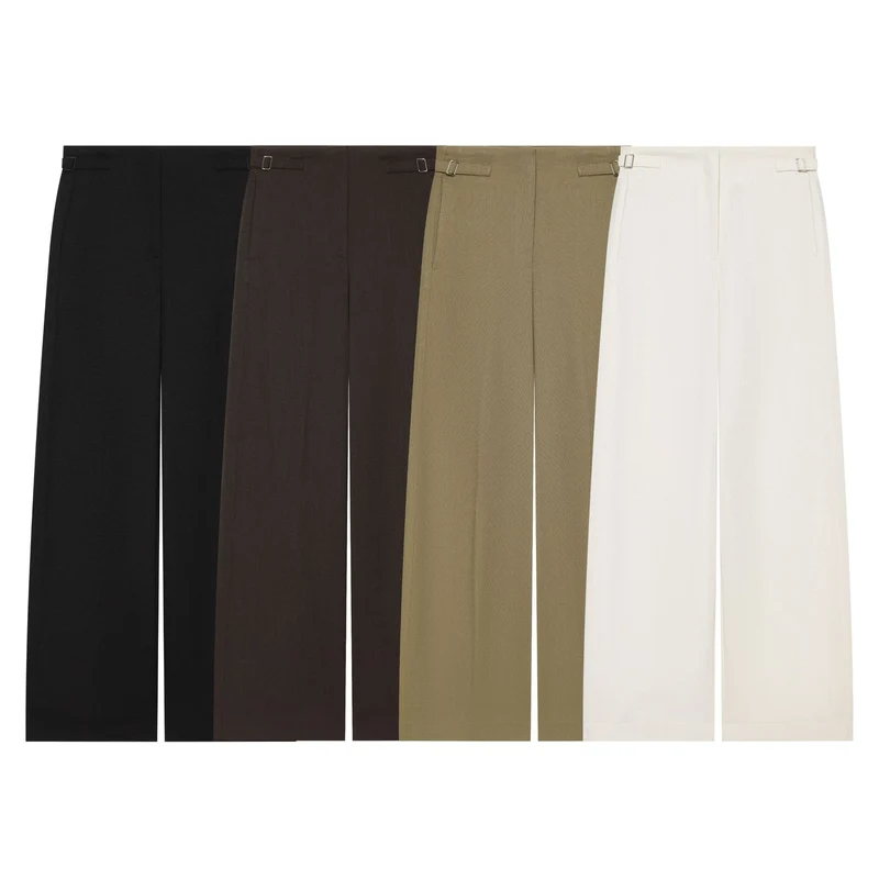 Damen Hochtaillierte Culotte-Hose mit weitem Bein und dekorativem Taillengürtel Drune