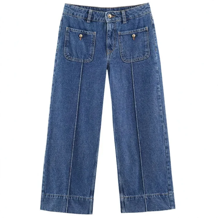 Damen Hochtaillierte Culotte-Hose mit weitem Bein und dekorativem Taillengürtel Drune