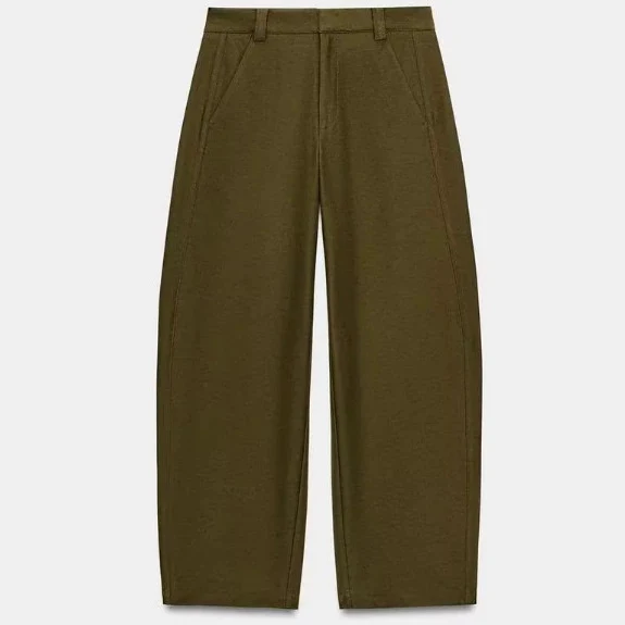 Damen Hochtaillierte Culotte-Hose mit weitem Bein und dekorativem Taillengürtel Drune