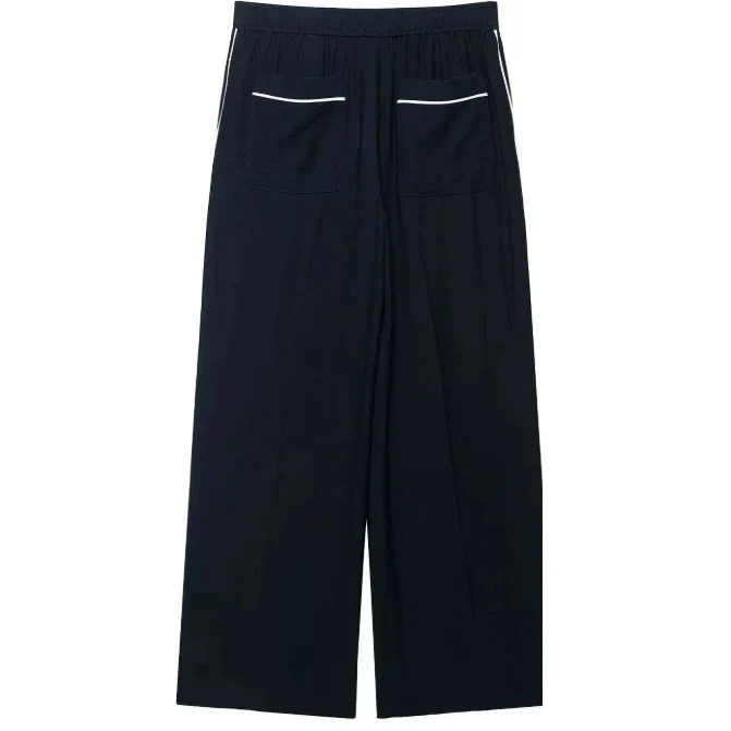 Damen Hochtaillierte Culotte-Hose mit weitem Bein und dekorativem Taillengürtel Drune