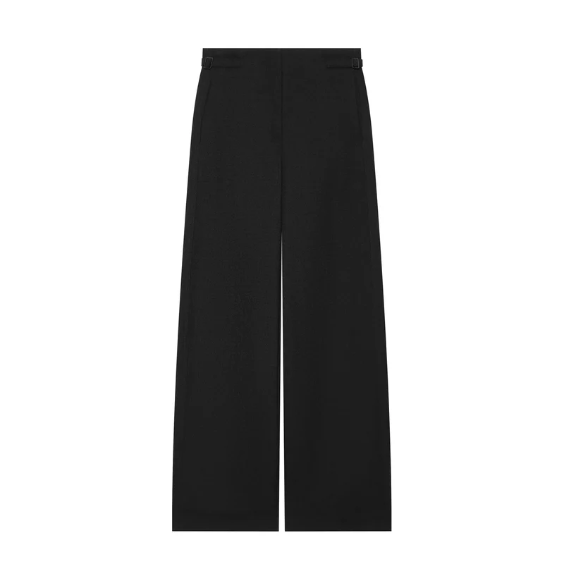 Damen Hochtaillierte Culotte-Hose mit weitem Bein und dekorativem Taillengürtel Drune