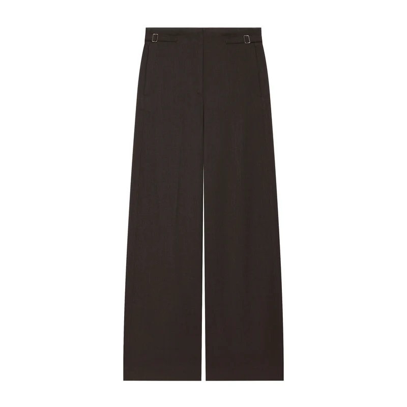 Damen Hochtaillierte Culotte-Hose mit weitem Bein und dekorativem Taillengürtel Drune