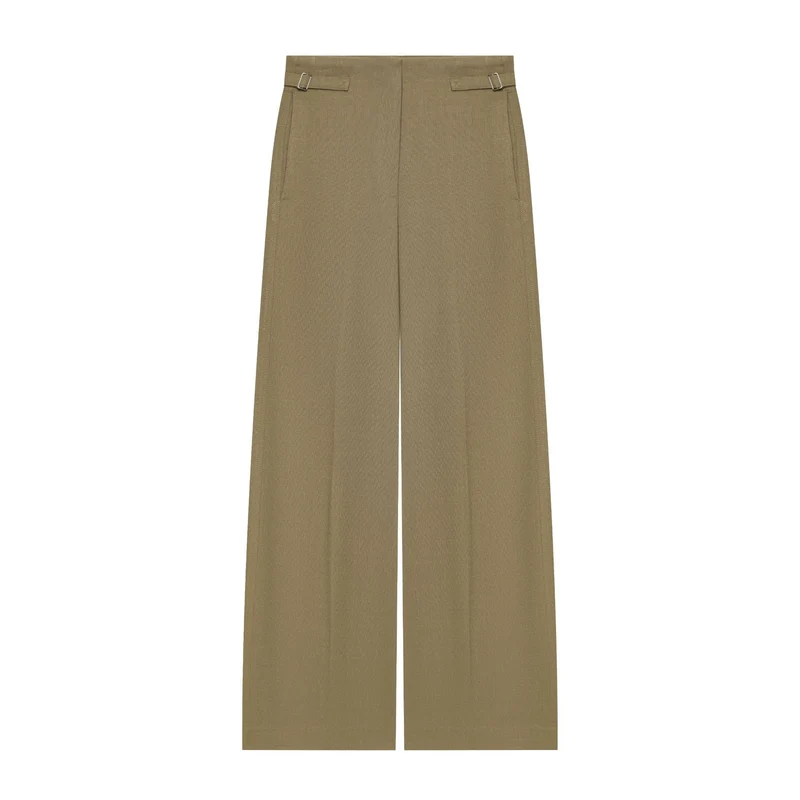 Damen Hochtaillierte Culotte-Hose mit weitem Bein und dekorativem Taillengürtel Drune