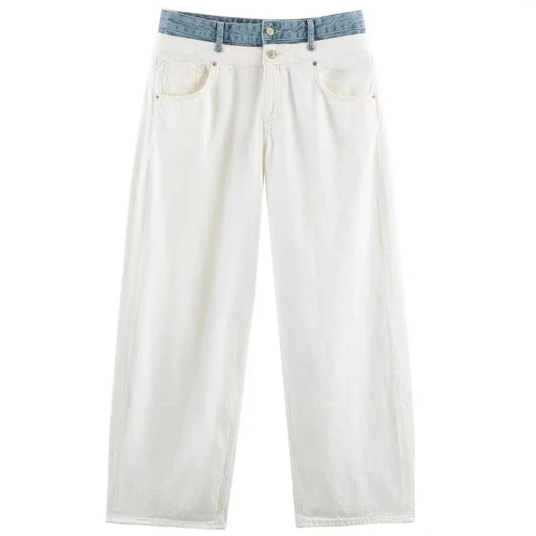 Damen Hochtaillierte Culotte-Hose mit weitem Bein und dekorativem Taillengürtel Drune