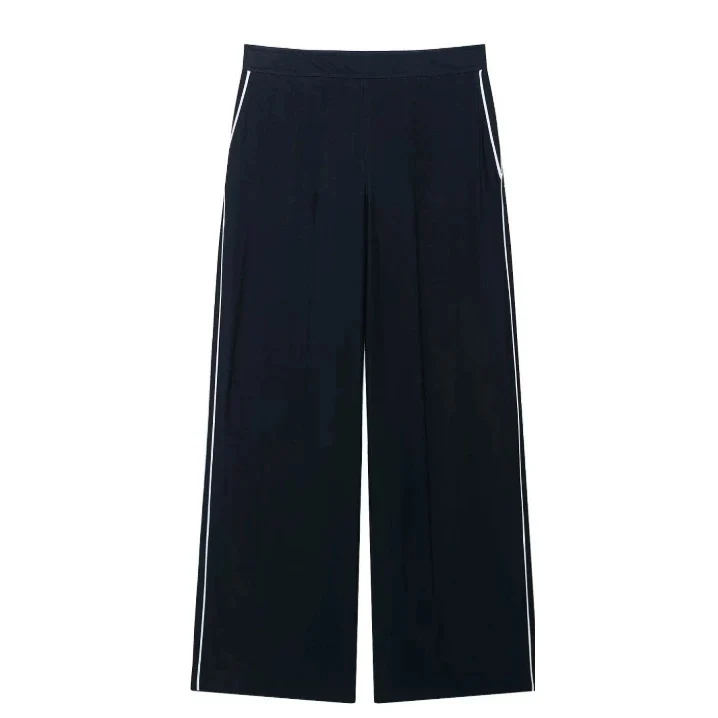 Damen Hochtaillierte Culotte-Hose mit weitem Bein und dekorativem Taillengürtel Drune