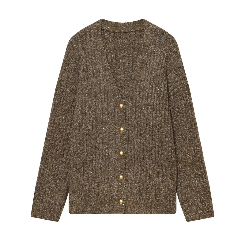 Damen Grobstrick‑Cardigan mit Zierknöpfen Drune