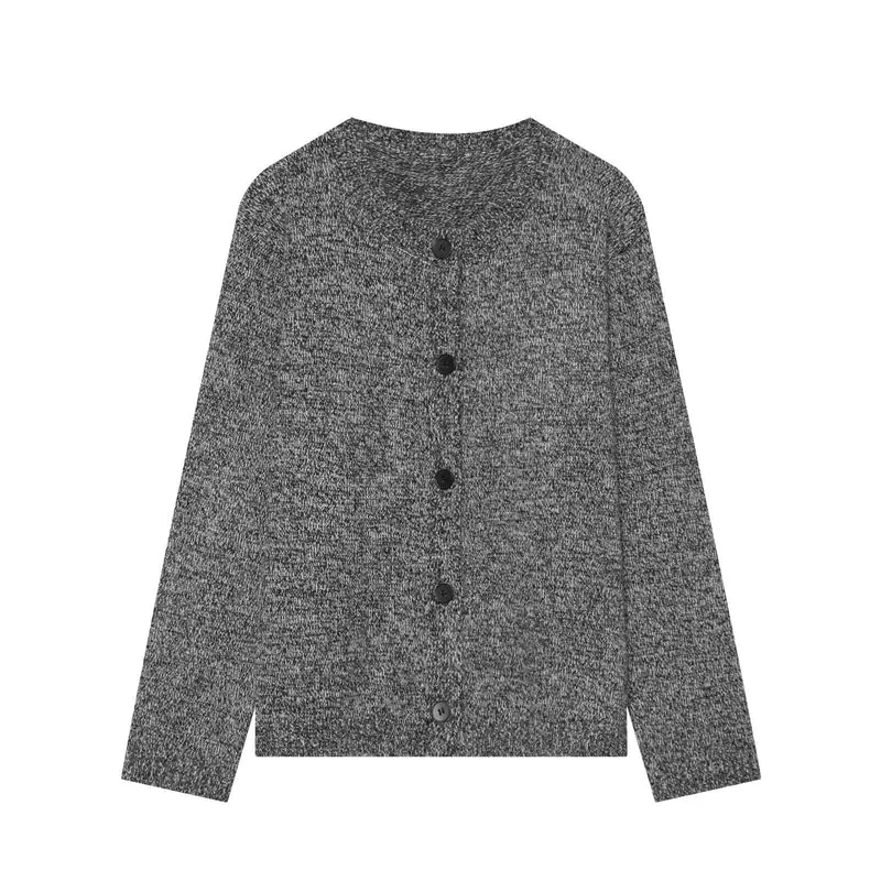 Damen Grobstrick-Cardigan mit Rundhalsausschnitt und Knopfleiste Drune