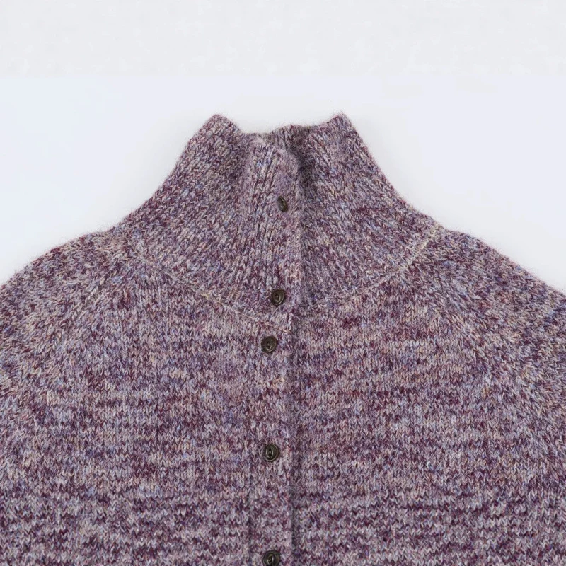 Damen Grobstrick‑Cardigan im Oversize‑Look mit hohem Rippkragen und Knopfleiste Drune