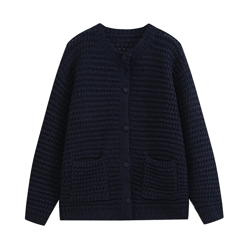 Damen Grobgestrickte Cardigan‑Strickjacke mit Struktur‑Muster und aufgesetzten Taschen Drune