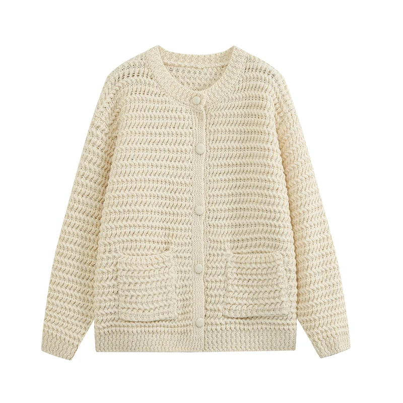 Damen Grobgestrickte Cardigan‑Strickjacke mit Struktur‑Muster und aufgesetzten Taschen Drune