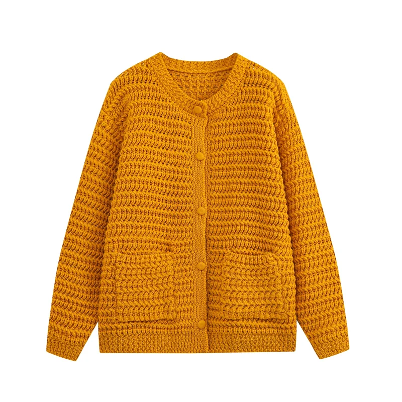 Damen Grobgestrickte Cardigan‑Strickjacke mit Struktur‑Muster und aufgesetzten Taschen Drune