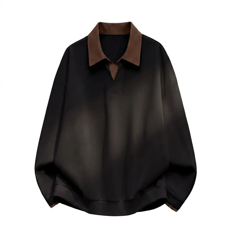 Damen Boxy-Polo-Sweatshirt mit kontrastiertem Spitzkragen Drune