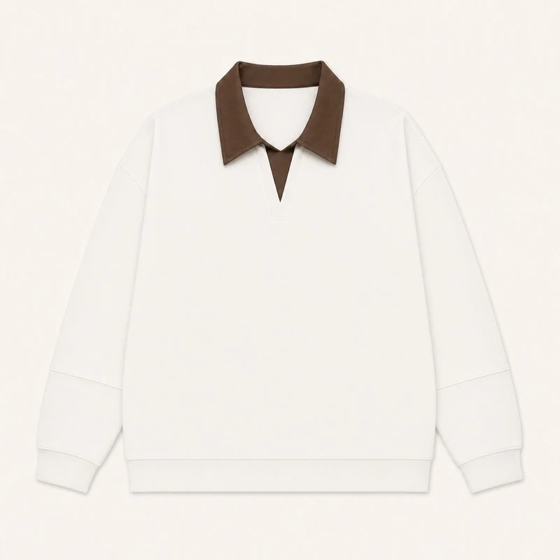 Damen Boxy-Polo-Sweatshirt mit kontrastiertem Spitzkragen Drune