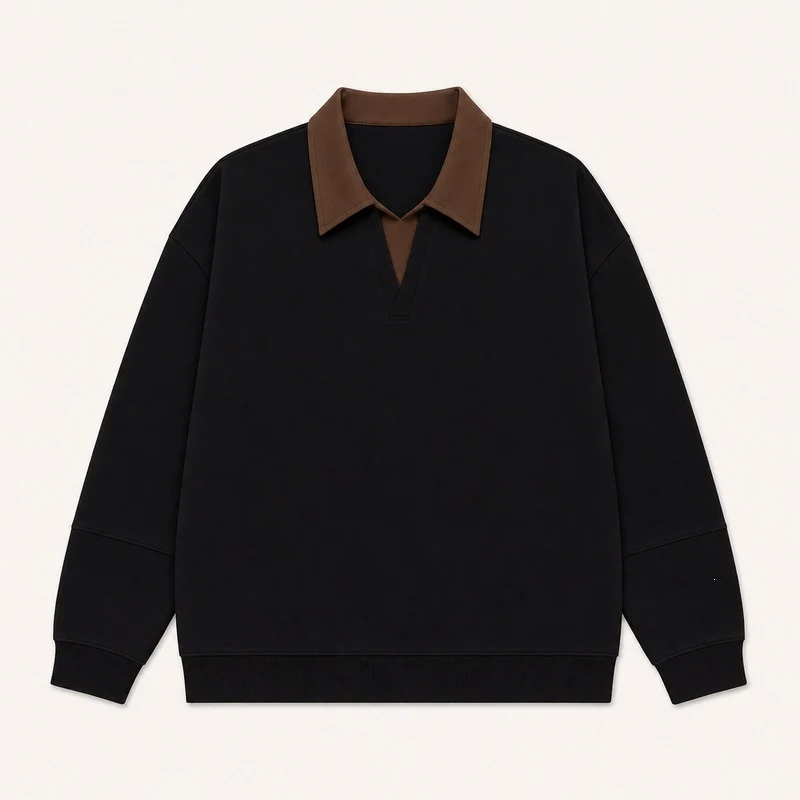 Damen Boxy-Polo-Sweatshirt mit kontrastiertem Spitzkragen Drune