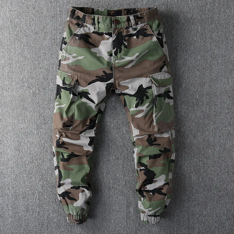 Herren Cargohose im Military-Stil mit elastischen Bündchen und Mehrfachtaschen Drune