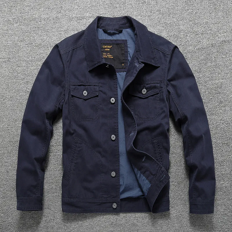 Herren Baumwoll-Twill Hemdjacke im Workwear‑Stil mit Brusttaschen Drune