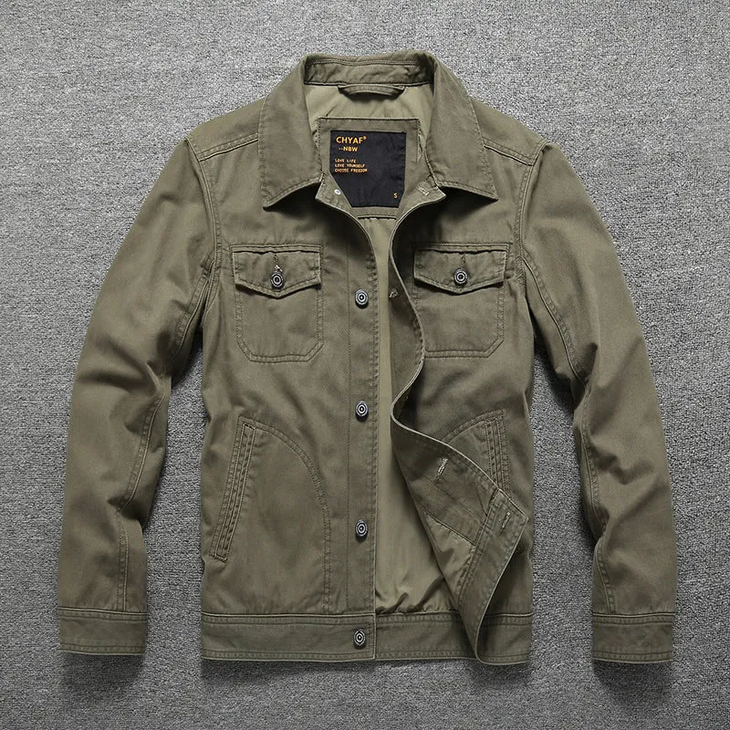 Herren Baumwoll-Twill Hemdjacke im Workwear‑Stil mit Brusttaschen Drune