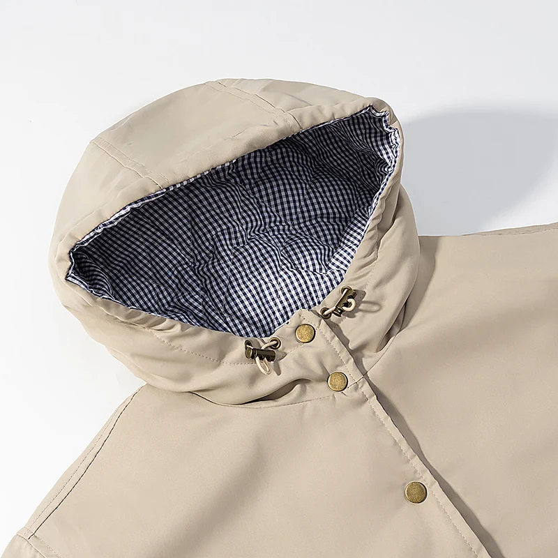 Damen gestepptes Übergangsjacke mit praktischer Kapuze Drune