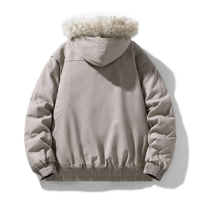 Unisex gesteppte Winterjacke mit Kunstfellkapuze und thermischer Füllung Drune