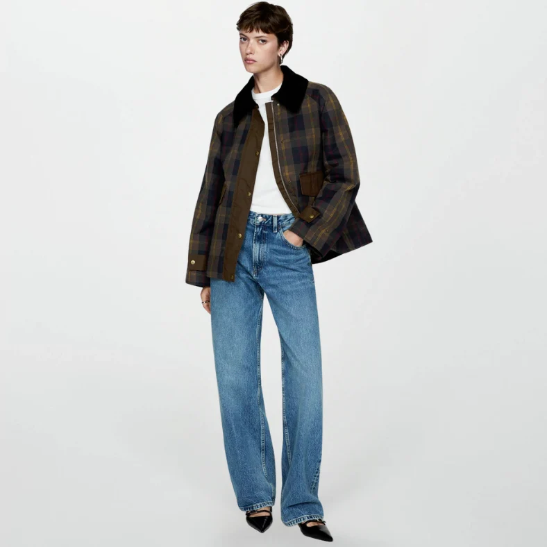 Drune | Trendy Damen Karomuster Zip-Up Jacke