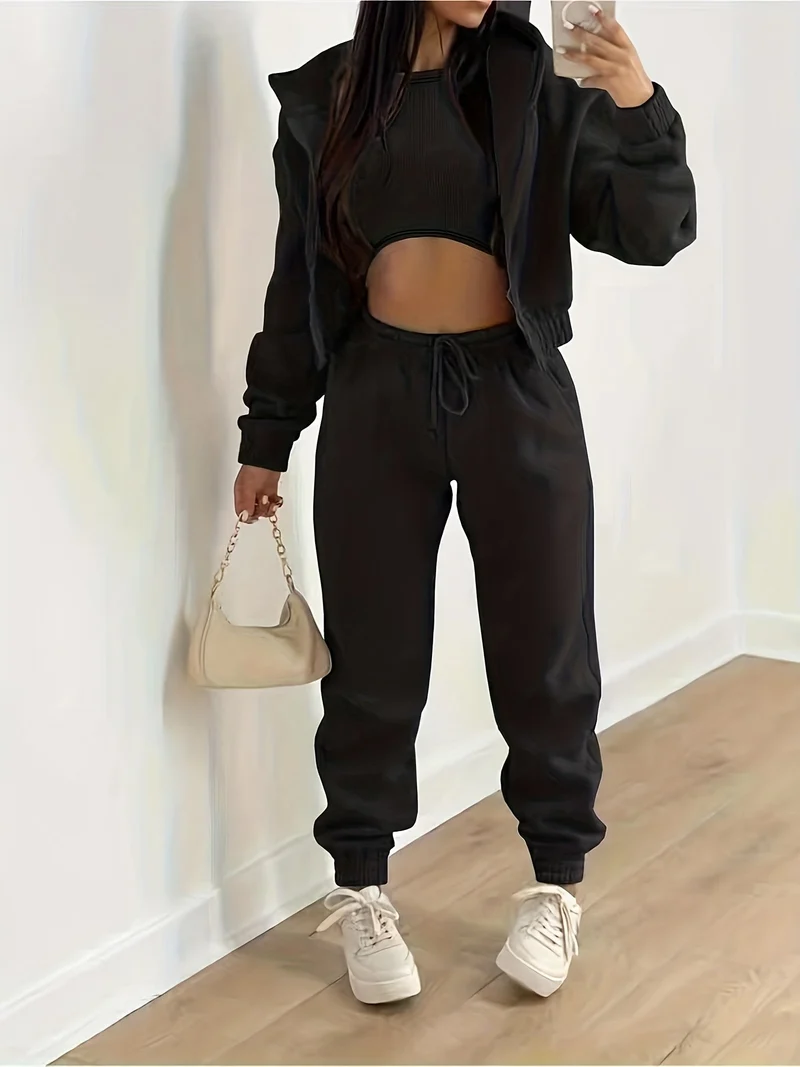 Drune | Kapuzenjacke & Tanktop & Jogginghose Drei Teilige Satz Outfits