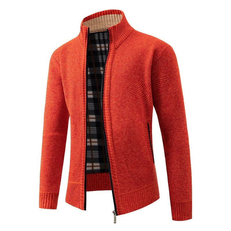 Herren modische Strickjacke mit innovativer Struktur und warmem Futter Drune