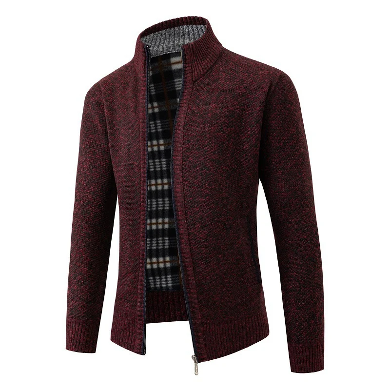 Herren modische Strickjacke mit innovativer Struktur und warmem Futter Drune
