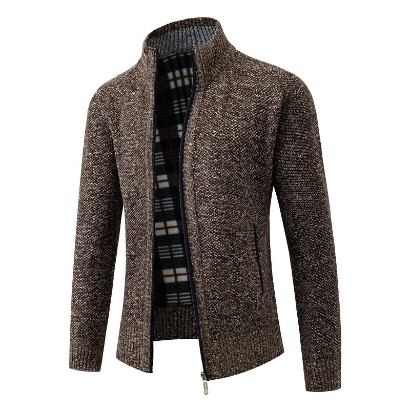 Herren modische Strickjacke mit innovativer Struktur und warmem Futter Drune