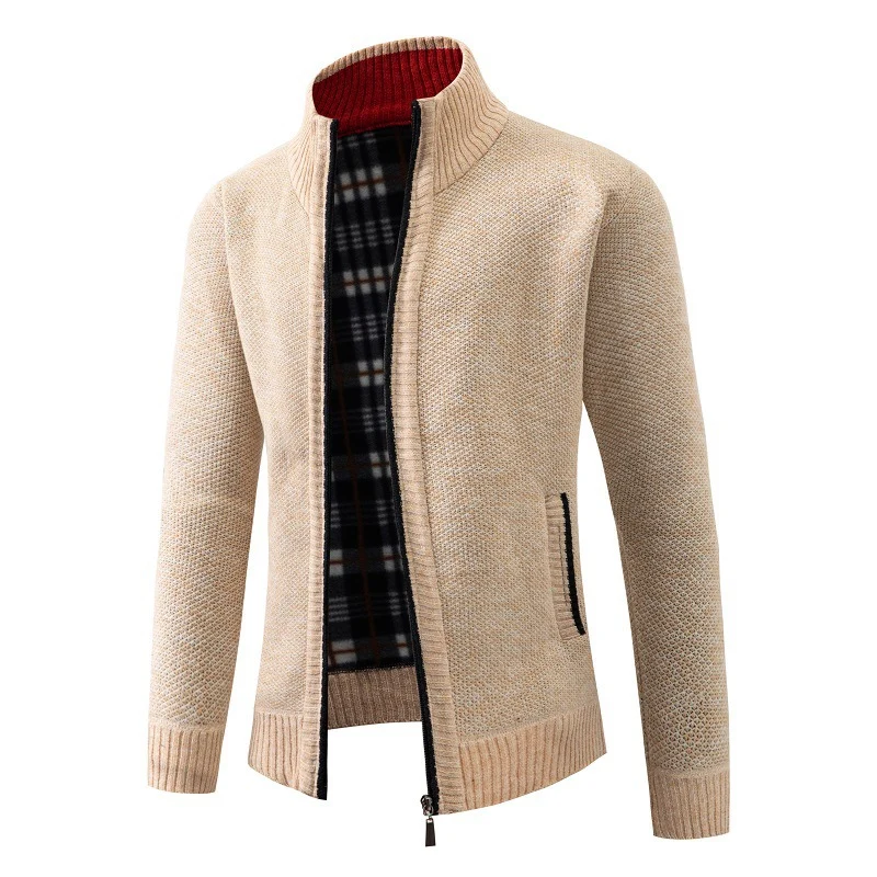 Herren modische Strickjacke mit innovativer Struktur und warmem Futter Drune