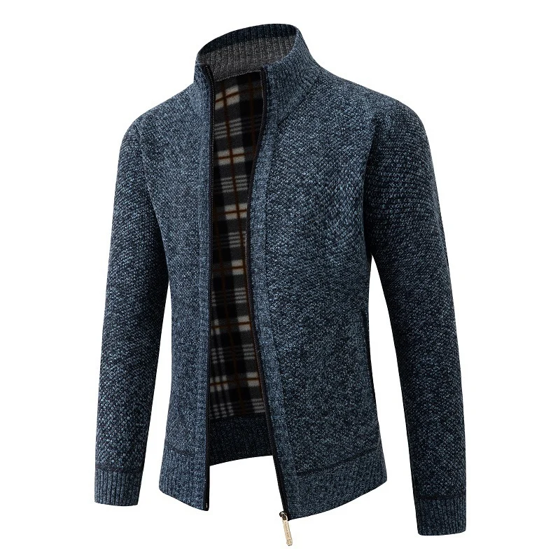 Herren modische Strickjacke mit innovativer Struktur und warmem Futter Drune