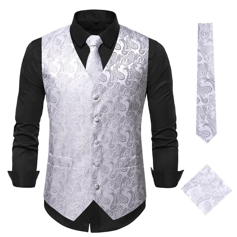 Herren elegante Anzugweste mit eleganten Paisley-Muster und passendem Zubehör Drune