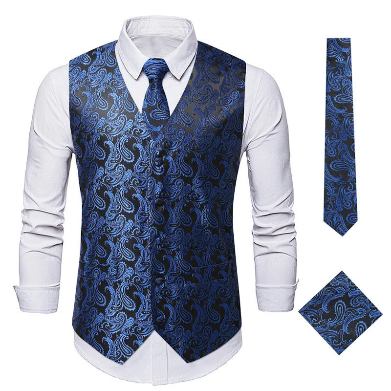 Herren elegante Anzugweste mit eleganten Paisley-Muster und passendem Zubehör Drune