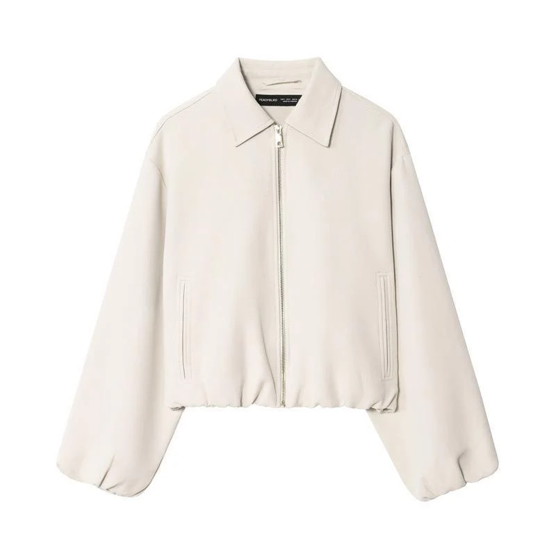 Damen Lässige Oversize-Jacke mit hohem Kragen und Reißverschluss Drune