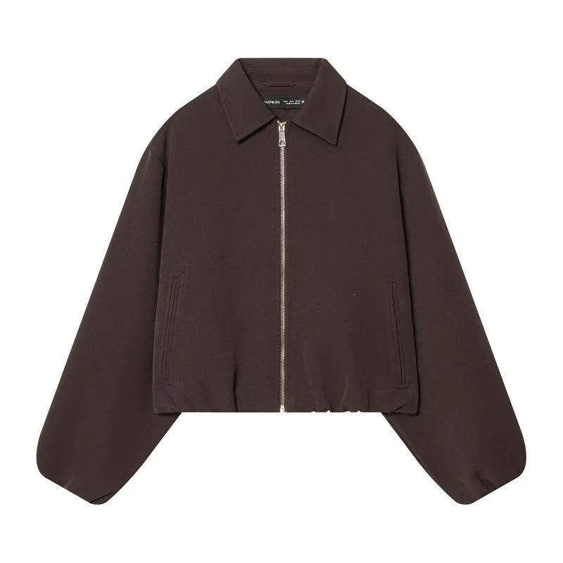 Damen Lässige Oversize-Jacke mit hohem Kragen und Reißverschluss Drune