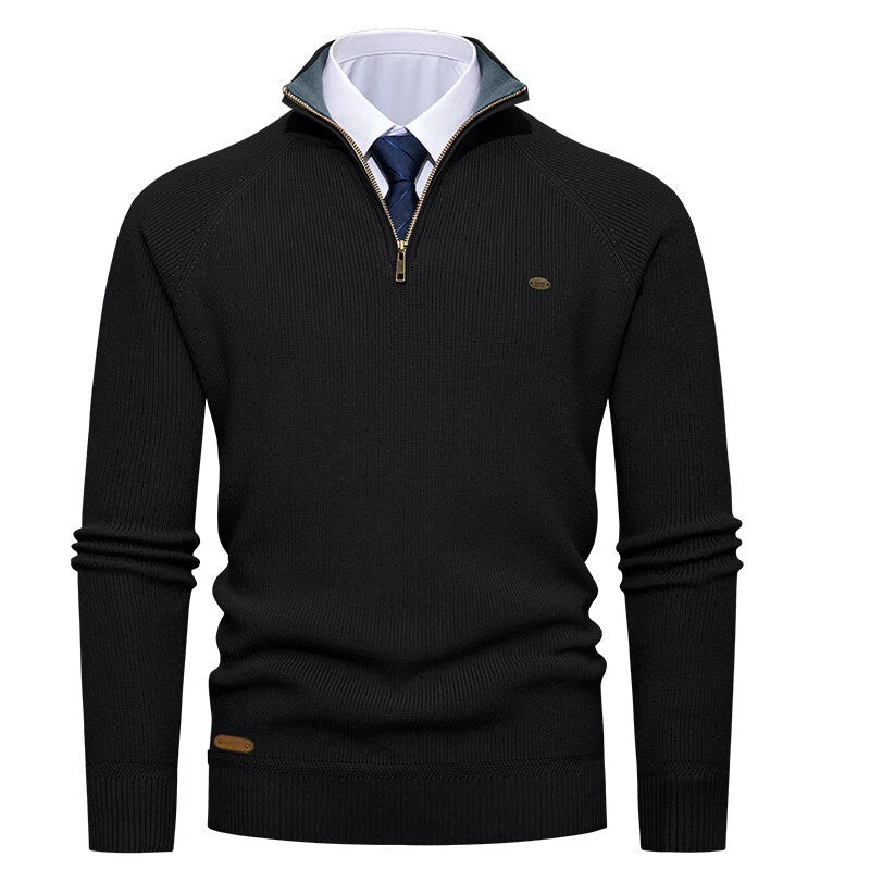Herren eleganter Strickpullover mit Stehkragen und Reißverschluss Drune