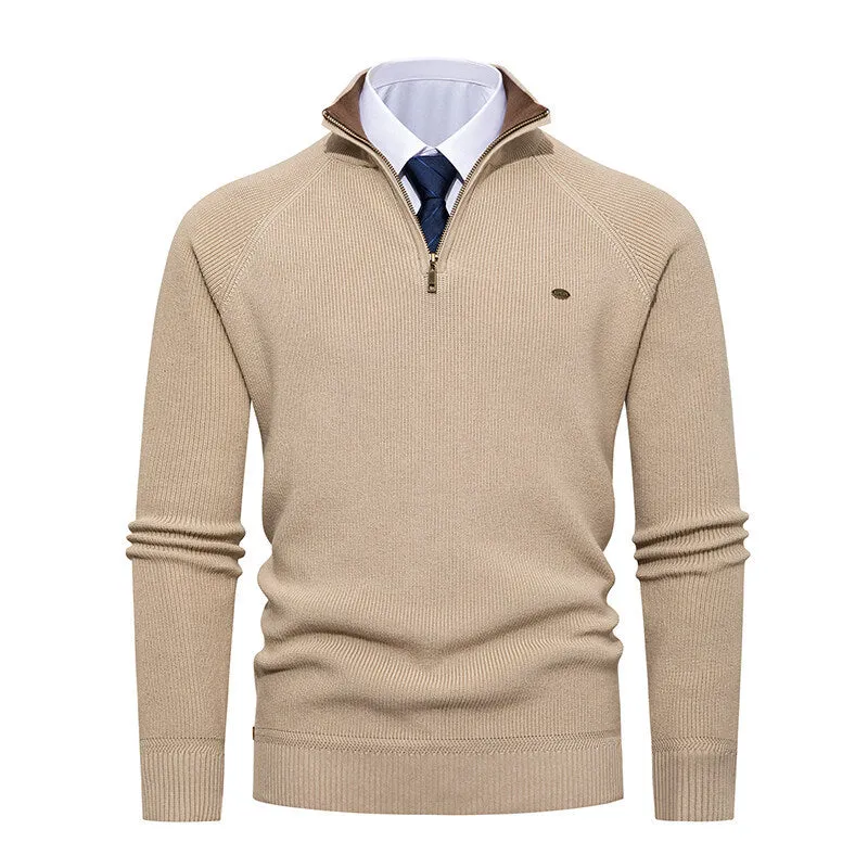 Herren eleganter Strickpullover mit Stehkragen und Reißverschluss Drune