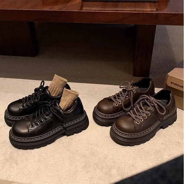 Damen Chunky Schnürschuhe mit rutschfester Profilsohle und stilvollem Design Drune