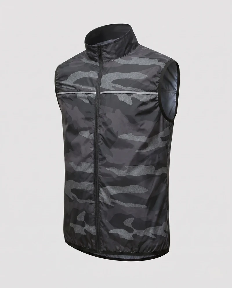 Herren nan ultraleichte Funktionsweste mit Stehkragen, durchgehendem Reißverschluss und elastischem Saum Drune