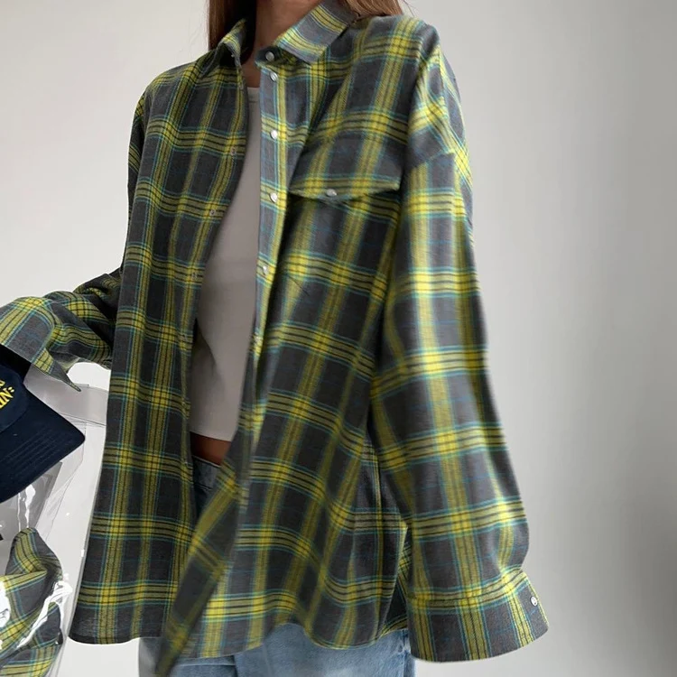 Damen Lässige Karobluse Drune