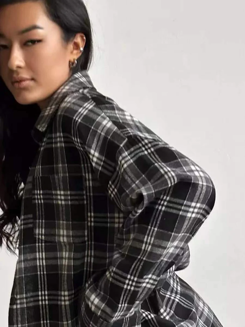 Damen Lässige Karobluse Drune