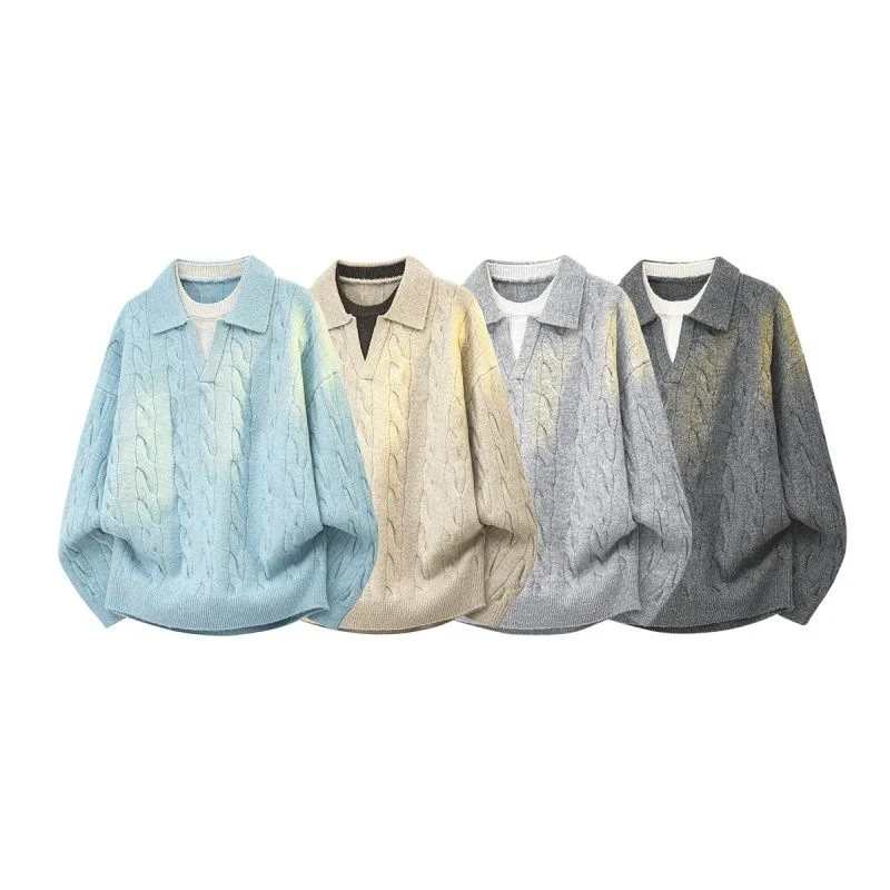 Damen Oversize Zopfstrickpullover mit hohem Rollkragen und Knopfleiste Drune