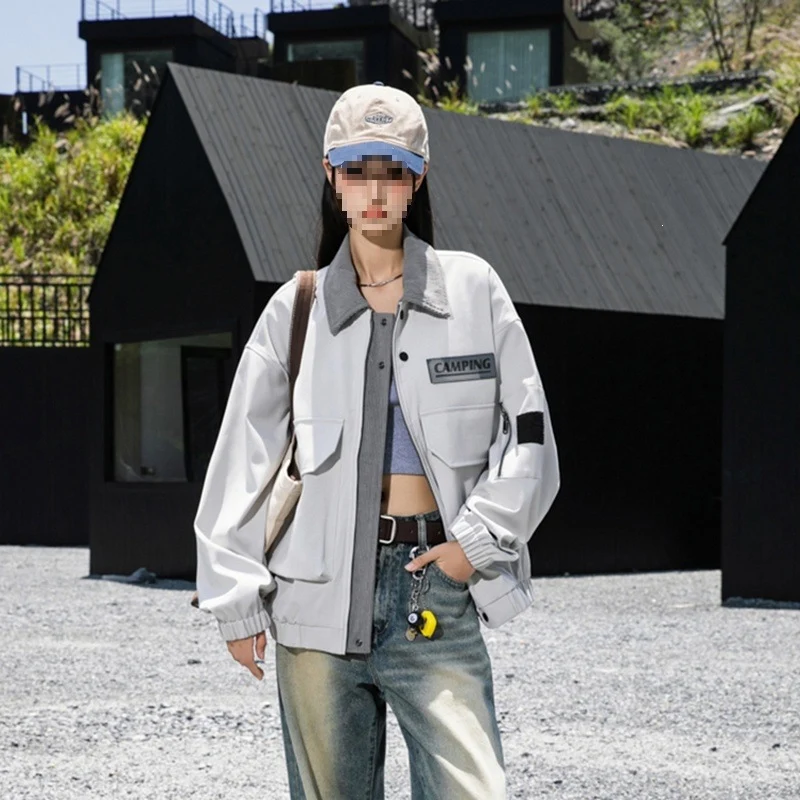 Damen Oversize Utility-Jacke mit Fleece‑Kragen & Multifunktions‑Taschen Drune
