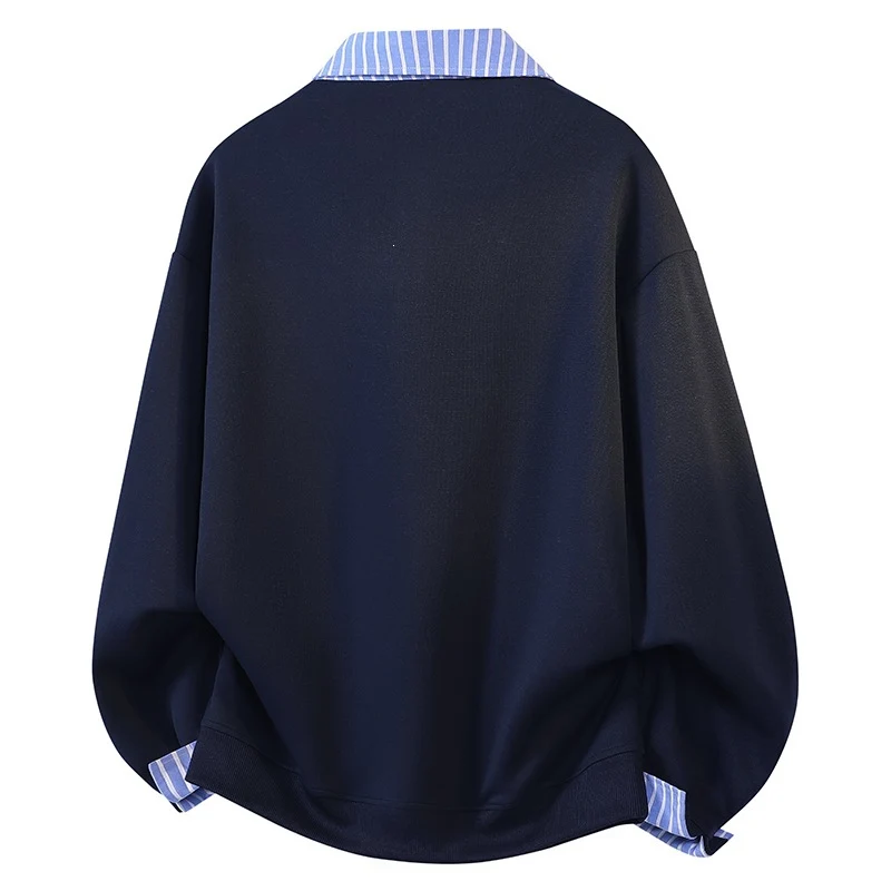 Damen Oversize-Sweatshirt mit Hemdkragen & Halbzip im Lagenlook Drune