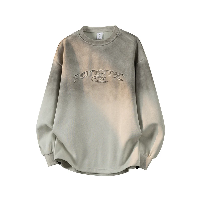 Damen Oversize-Sweatshirt mit gesticktem Schriftzug, abgerundetem Saum & überschnittener Schulter Drune