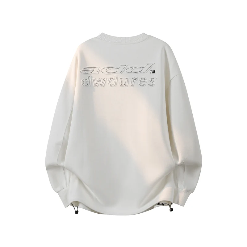 Damen Oversize-Sweatshirt mit gesticktem Schriftzug, abgerundetem Saum & überschnittener Schulter Drune