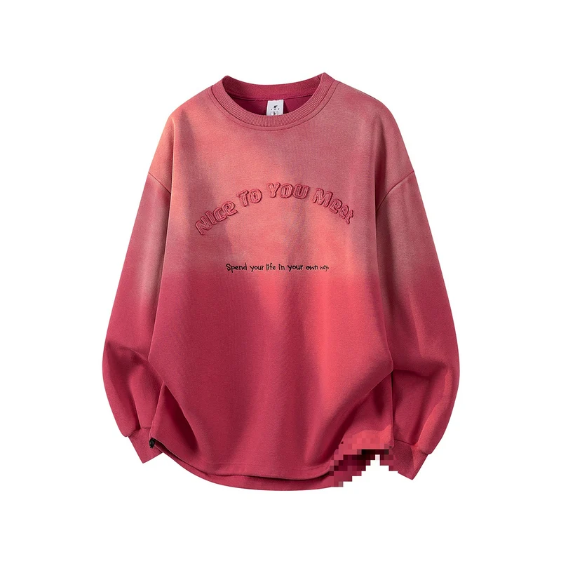 Damen Oversize-Sweatshirt mit gesticktem Schriftzug, abgerundetem Saum & überschnittener Schulter Drune