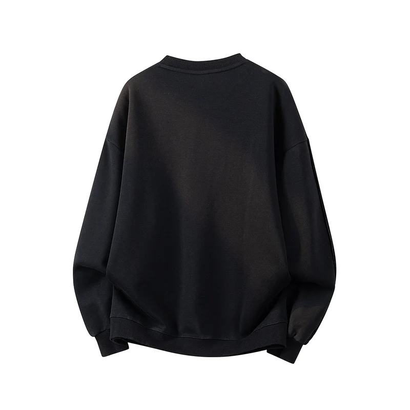 Damen Oversize-Sweatshirt mit gesticktem Schriftzug, abgerundetem Saum & überschnittener Schulter Drune